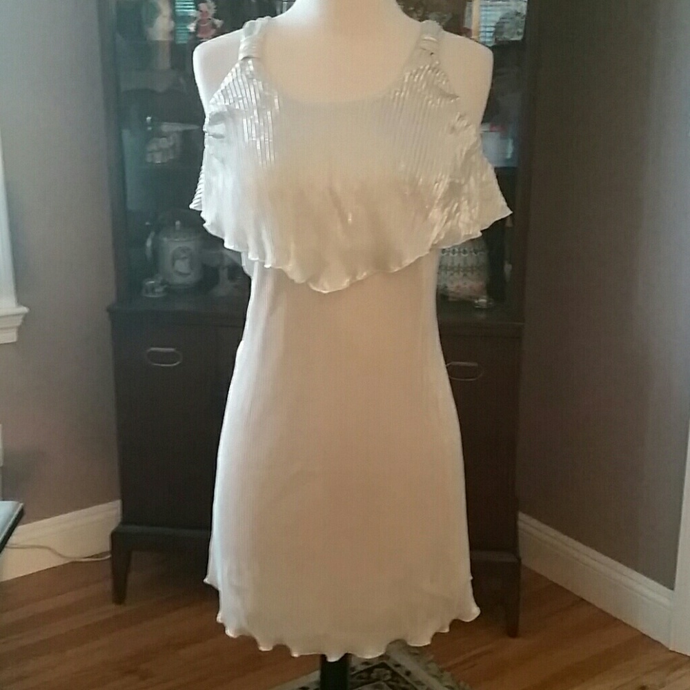 Elisa B. NWT Champagne Ivory Shimmer Dress